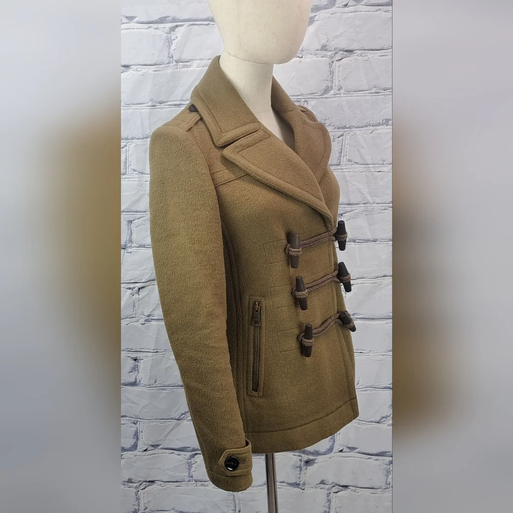Burberry Women's Pea Coat Winter Jacket Wool Toggle Duffle Double Breasted 2 US - Picture 14 of 16